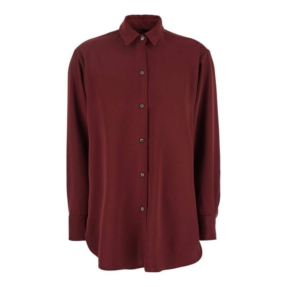Plain Women Bordeaux Shirt With Classic Collar In Tech Fabric Woman
